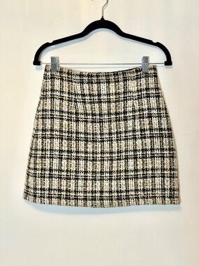 Aritzia Babaton Tweed Mini Skirt - Black, Cream & Orange